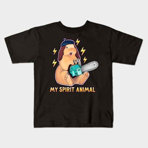 Rabbit with chainsaw my spirit animal Kids T-Shirt by Meakm